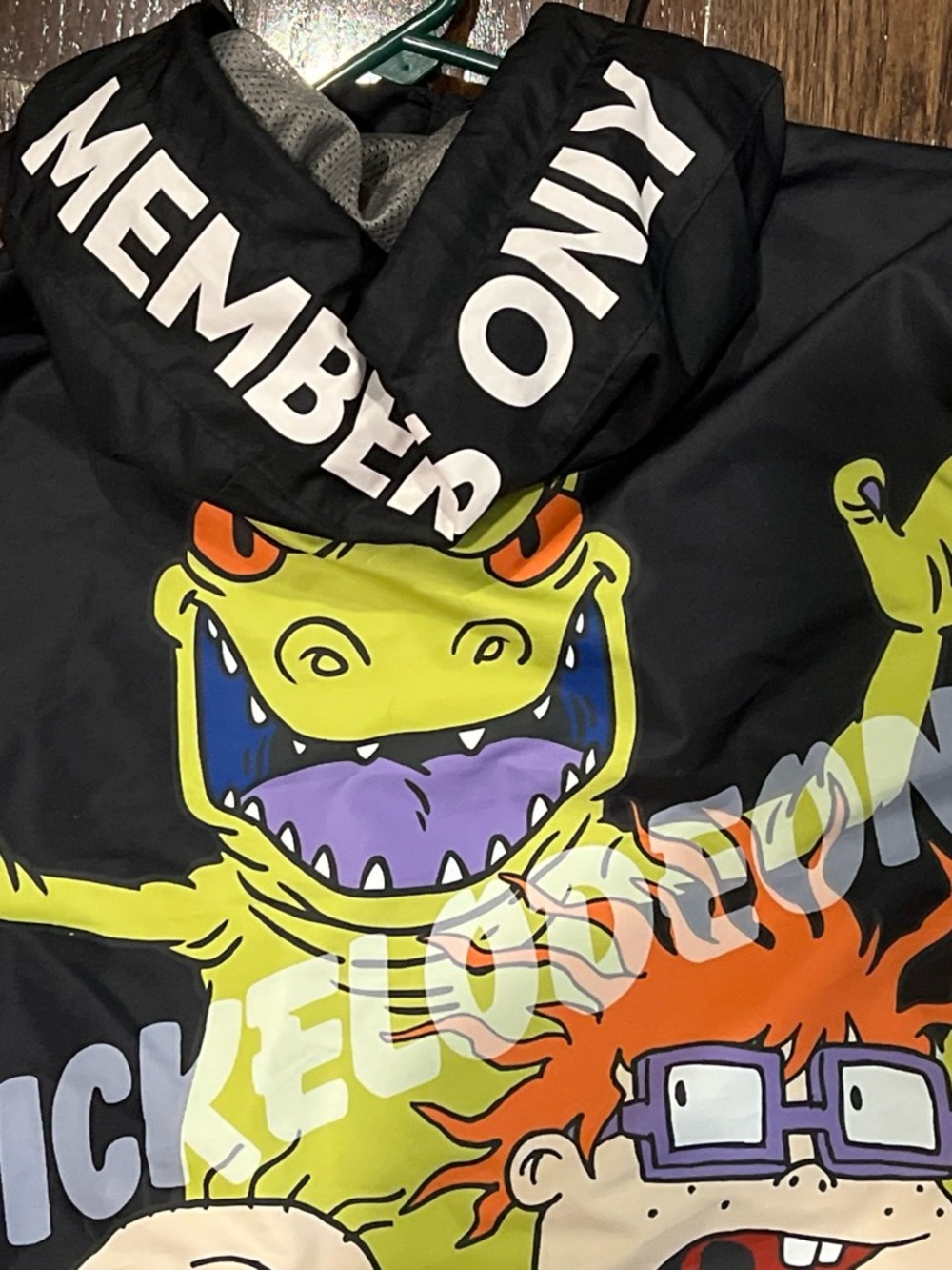 Members Only Black Kids Puffer Jacket with Bright Dino Graphic